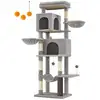 Image de Grand arbre à chat hauteur 175 cm 2 paniers 5 griffoirs, Gris Tourterelle PCT182G01