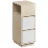 Image de Table de chevet étroite avec 2 tiroirs et compartiment, Beige Naturel + Blanc Nuage / 1 LET656N01