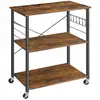 Image de Étagère de cuisine sur roulettes, Marron Rustique + Noir / 80L cm KKS067K01