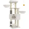 Image de Arbre à chat grand et stable, Blanc Crème + Beige PCT003W02