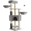 Image de Arbre à chat grand et stable, Gris Tourterelle + Blanc Crème PCT003N01