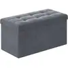 Image de Banc de rangement en velours avec 2 boîtes noir d'encre, Gris Ardoise / 38 x 76 x 38 cm LSF247G01