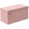Image de Banc de rangement en velours avec 2 boîtes noir d'encre, Rose Bonbon / 38 x 76 x 38 cm LSF247R01