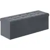 Image de Banc de rangement en velours avec 2 boîtes noir d'encre, Gris Ardoise / 38 x 110 x 38 cm LSF277G01