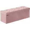 Image de Banc de rangement en velours avec 2 boîtes noir d'encre, Rose Bonbon / 38 x 110 x 38 cm LSF277R01