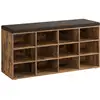 Image de Banc à chaussures 12 compartiments, Marron Rustique LHS012B01