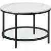 Image de Table basse style moderne blanc marbré et doré métallique, Blanc Marbré + Noir D'encre / 65 x 65 x 46 cm LCT072W13