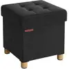 Image de Pouf avec rangement pliable, NoirNoir / 38 x 38 x 40 cm LSF014B11
