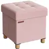 Image de Pouf avec rangement pliable, Rose bonbon / 38 x 38 x 40 cm LSF014P11