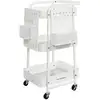 Image de Chariot de rangement 3 plateaux en maille métallique, Blanc Nuage LRC037W01