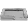 Image de Panier pour chien tissu peluche aux motifs roses, L 106 x l 81 x H 18 cm / Gris Tourterelle PGW253G01
