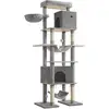 Image de Arbre à chat en tour avec niches et hamacs confortables, Gris Clair PCT195G01