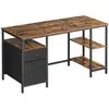Image de Bureau avec rangements, Marron Rustique + Noir / 140 x 60 cm LWD104B01