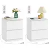 Image de Table de chevet moderne avec multiprise et tiroirs, Blanc nuage LET821W02