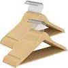 Image de Cintres en bois fins avec encoches et crochet rotatif, Naturel / 20 CRW040K01