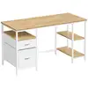 Image de Bureau avec rangements, Chêne naturel + Blanc perle / 140 x 60 cm LWD104Y01