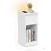 Image de Table de chevet étroite avec éclairage et rangements, Blanc Nuage / 1 LET610W01