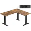 Image de Bureau électrique réglable en hauteur pour télétravail, Marron Rustique + Noir d'Encre LSD264K01