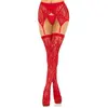 Image de Leg Avenue - Lace Thigh Highs Garter Belt - Rood