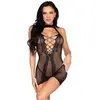 Image de Leg Avenue   Heart Net Halter Mini Dress   Zwart