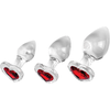 Image de Lot de 3 Plugs Bijou en verre Heart Gem Rouge