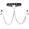 Image de Collier avec Pince-Tétons Spike Heart Noir