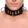 Image de Collier rembourré en cuir avec Anneaux D Noir