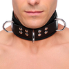 Image de Collier en cuir 3 anneaux D Noir