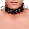 Image de Collier en cuir avec 3 Anneaux D Rouge