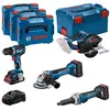 Image de Bosch Professional Kit D´outils électriques Gsr + Gws+ Gkm+ Ggs 1x 2x 5.5 4ah 18v