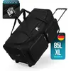 Image de Grand sac de voyage noir trolley 85L avec roulettes