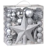 Image de Lot de 77 boules et décorations de Noël argent pour sapin