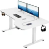 Image de Bureau assis debout blanc 160x75x73-118cm avec écran LCD