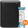 Image de Brabantia Bo Touch Bin 2 x 30 Litres Noir Mat + Sacs Poubelle (120 pièces)