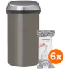 Image de Brabantia Touch Bin 60 Litres Platinum + Sacs Poubelle (120 pièces)