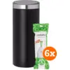 Image de Brabantia Touch Bin 30 Litres Black Chromé + Sacs Poubelle (120 pièces)