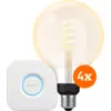 Image de Philips Hue Filament White Ambiance Globe XL Lot de 4 + Bridge