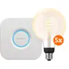 Image de Philips Hue Filament White Ambiance Globe XL Lot de 5 + Bridge