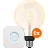 Image de Philips Hue Filament White Ambiance Globe XL Lot de 6 + Bridge