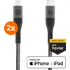 Image de BlueBuilt Câble USB-C vers Lightning 1,5 m Kevlar Noir Lot de 2
