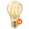 Image de WiZ Ampoule à Filament Connectée Classique Or Lot de 5 - Lumière Blanche Chaude à Lumière Blanche Froide - E27