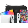 Image de Nintendo Switch OLED Blanc + Mario Kart 8 Deluxe + BlueBuilt Housse de Protection