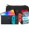 Image de Nintendo Switch OLED Bleu/Rouge + Nintendo Switch Sports + BlueBuilt Housse de Protection