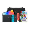 Image de Nintendo Switch OLED Bleu/Rouge + Super Mario Bros. Wonder + BlueBuilt Housse de Protection