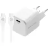 Image de BlueBuilt Chargeur Power Delivery 20 W + Câble USB-C 3 m Nylon Blanc
