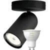 Image de Philips Pongee Spot Monté en Surface - 1 Spot - Noir + Philips Hue White Ambiance GU10