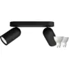 Image de Philips Pongee Spot Monté en Surface - 2 Spots - Noir + Philips Hue White Ambiance GU10 (2x)