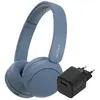 Image de Sony WH-CH520 Bleu + BlueBuilt Quick Charge Chargeur avec Port USB-A 18 W Noir