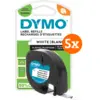 Image de DYMO LetraTag 12 mm x 4 m Noir Blanc Étiquettes Lot de 5