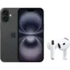 Image de Apple iPhone 16 128 Go Noir + AirPods 4 Réduction de Bruit Active